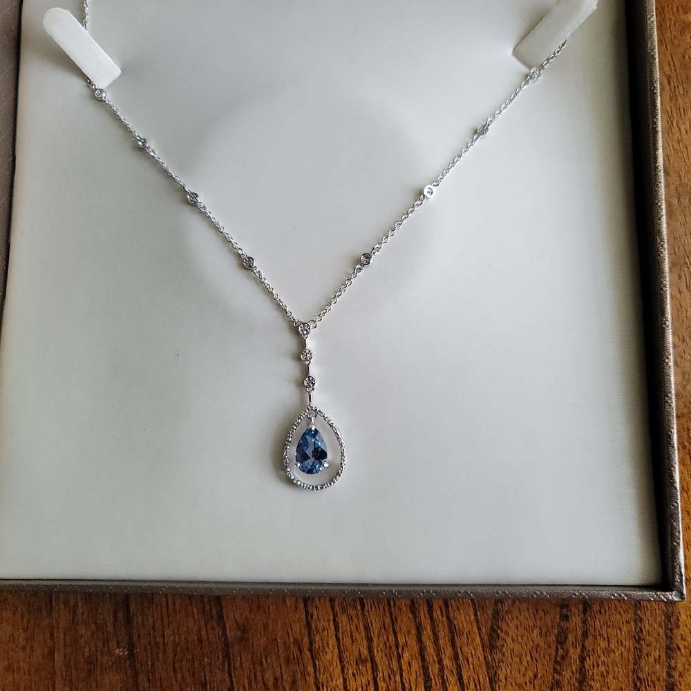 Faux Blue Topaz Teardrop necklace